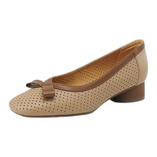 全真皮羊皮超轻便超软底洞洞鞋拼接女鞋撞色镂空单鞋凉鞋夏天新款