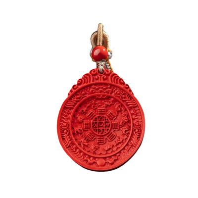 九华山文创天然朱砂九宫八卦项链藏式祝福纳福迎祥红色吊坠好运