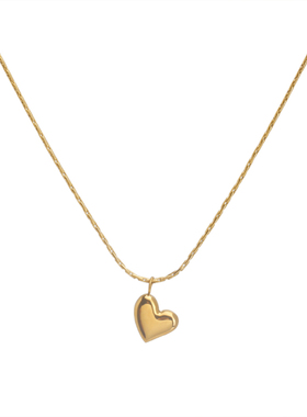 金色钛钢爱心项链女小众高级感