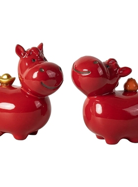 马年陶瓷生肖摆件存钱罐年会礼品