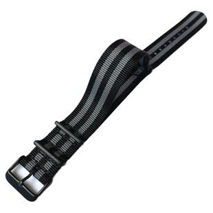 18mm20mm22mm24mm NATO 北约尼龙表带 黑间双灰 哑光电镀黑钢扣环