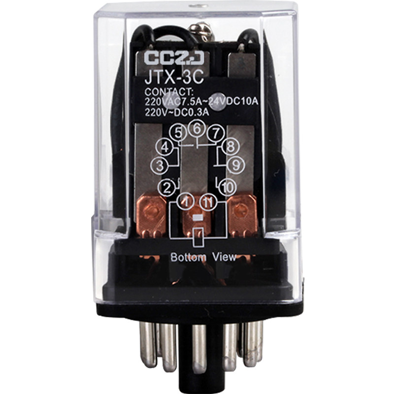 JTX-2C JTX-3C小型中间电磁继电器圆8脚11脚交流直流220v 24v 12v