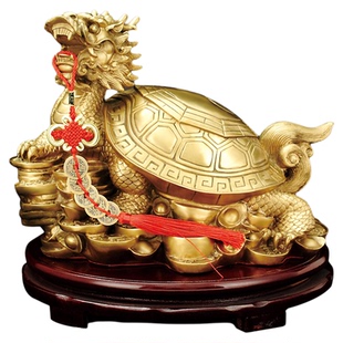 黄铜龙龟摆件八卦金钱龟铜母子龙头龟纯黄铜客厅办公室卧室装饰品