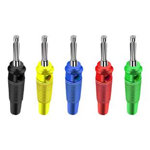 铜免焊大电流4mm香蕉插头高弹力侧面可叠加连接器螺丝固定