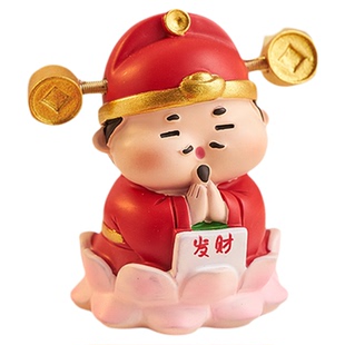 可爱小财神爷桌面摆件治愈系办公室工位招财装饰品新年礼物送女生
