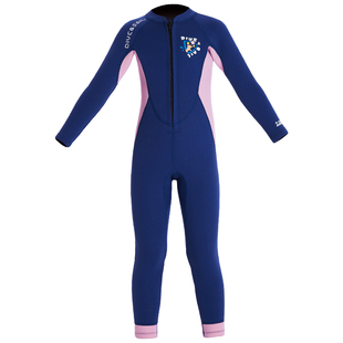 DIVE&SAIL 儿童保暖泳衣女童男童加厚湿衣女孩连体长袖游泳潜水服