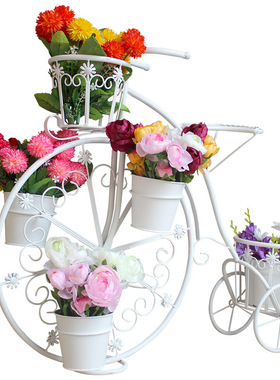 铁艺自行车多层欧式风阳台花架