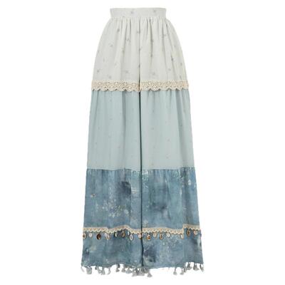 度假风流苏撞色阔腿裤宽松长裤