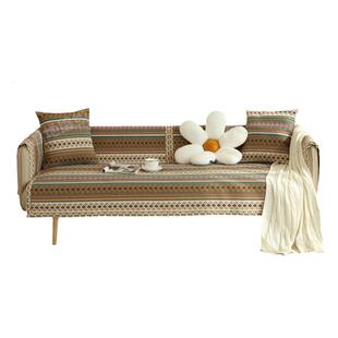 四季通用全棉麻沙发垫布艺 老粗布亚麻防滑新款沙发巾套罩 防静电