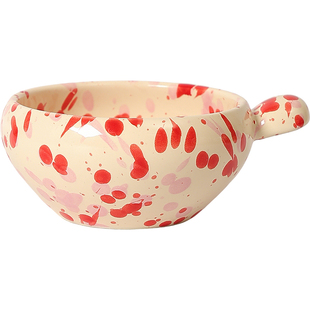 大容量的陶瓷把手碗高颜值泼墨家用汤面碗米饭碗燕麦碗水果沙拉碗