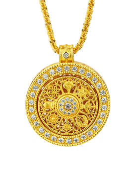 八宝罗盘如意吊坠项链可旋转首饰