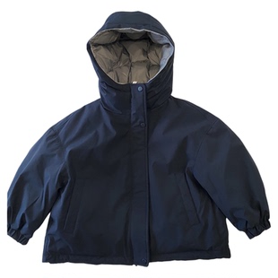 【中童110-160码】女宝连帽两面穿外套冲锋衣冬男童保暖羽绒服