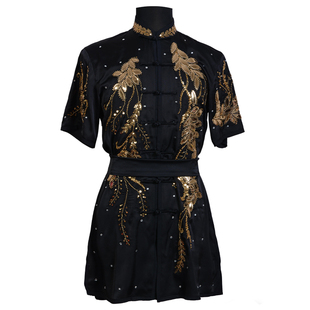 言一武术黑色金片新款长拳服武术服南拳表演服练功男女定制