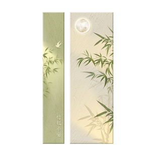 竹报平安玄关装饰画现代简约竹子砂岩画好寓意走廊过道挂画组合画