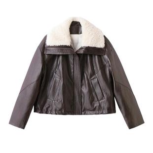 时尚PU皮羽绒服女2025新款冬季短款小个子今年流行爆款皮衣白鸭绒