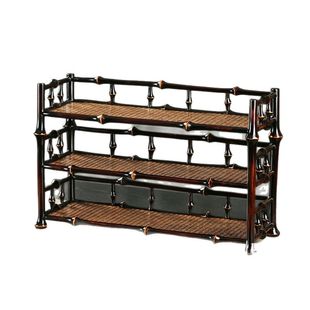 竹柒阁大漆筇竹杯架竹编茶棚桌面摆件博古架茶具收纳架竹子架茶架