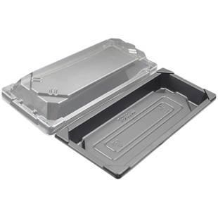 2号寿司盒日式印花塑料理包装盒带盖一次性餐盒饭拼盘外卖打包盒