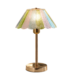 法式中古蝶梦台灯复古彩色琉璃高级感卧室床头灯美式轻奢氛围台灯