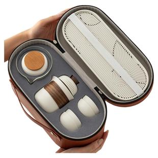 陶瓷旅行茶具套装一壶三杯四杯玻璃公杯户外便携式包功夫茶具定制