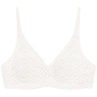 好奇蜜斯芭比联名无痕内衣女小胸无钢圈薄背心式文胸罩套装蕾丝白