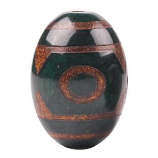 绿玛瑙三眼九眼圆珠天珠复古手工diy天珠项链吊坠配珠西藏老玛瑙