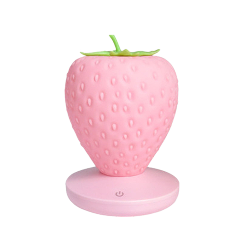 草莓造型小夜灯USB充电式卧室床头装饰氛围灯新奇特led硅胶护眼灯