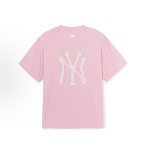 MLB26夏季新款宽松百搭男老花大Logo纯色短袖女黑色半袖T恤M08/04