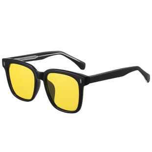 GM黑框墨镜女夏韩版潮高级感ins黄色镜片防紫外线防晒太阳眼镜男