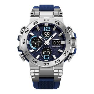 时刻美手表男款时尚大表盘双显学生运动表防水夜光闹钟计时电子表