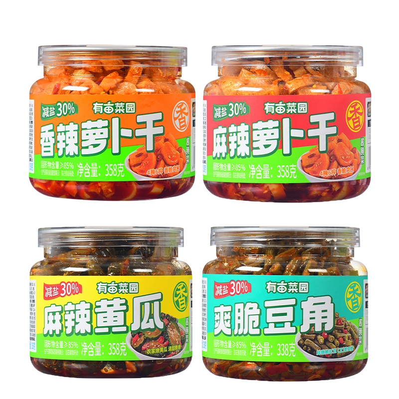 有亩菜园咸菜组合香辣萝卜干榨菜下饭菜酸豆角酱菜麻辣黄瓜大罐装