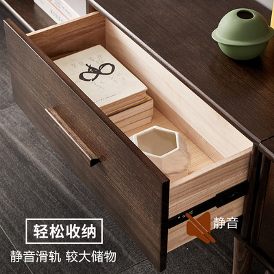 实木电视柜家用小户型客厅影视柜现代简约胡桃色落地电视机柜地柜