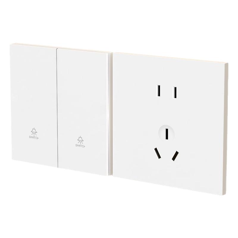 国际电工86超薄开关插座面板肤感白色家用一开5五孔16a多三孔空调