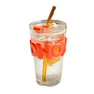 情侣水杯玻璃杯吸管杯家用男女办公ins风喝水茶杯牛奶豆浆咖啡杯