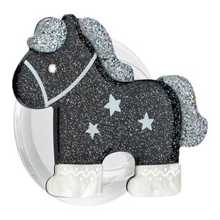 MASFEIL × 黑色冬日小马闪钻支架适用MagSafe磁吸支架卡通可爱气囊新年手机壳便携磁力圈背贴扣旋转桌面懒人