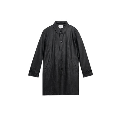 BODYDREAM BM风衣长款石头纹肌理皮衣男士翻领宽松休闲PU夹克外套