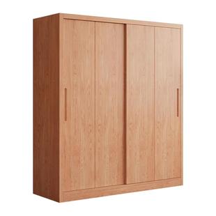 衣柜家用卧室全实木推拉门松木原木衣橱现代简约定制储物收纳柜子