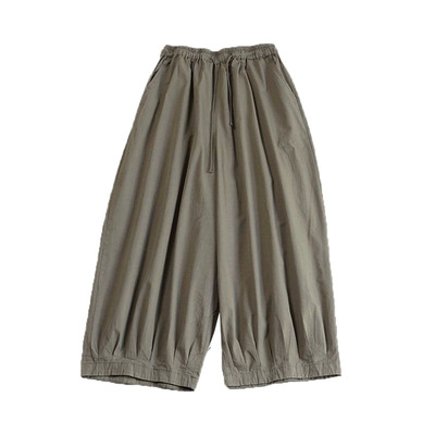 松紧腰日系简约九分阔腿裤全棉