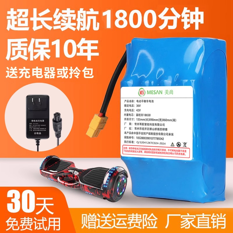 电动平衡车电池36V通用双轮扭扭车锂电池组配件42v电瓶阿尔郎左拉