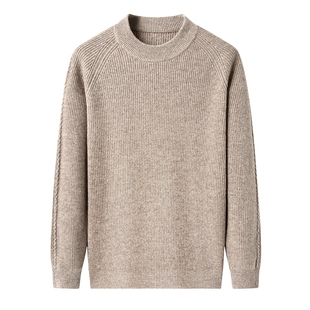 鹿王冬季新款男半高圆领100%纯山羊绒双股加厚套头羊毛针织打底衫