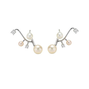 Dopamine Vault」盈时白.不对称满天星悬浮珍珠耳环简约百搭耳钉