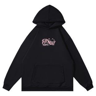 美国潮牌RIPNDIP中指贱猫加绒卫衣东京樱花卡通男女情侣保暖外套