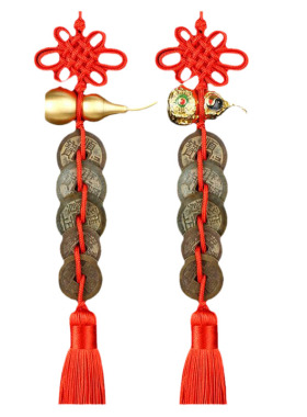 五帝钱门对门铜葫芦挂件纯铜