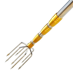 多功能大倒刺不锈钢鱼叉头钢叉可伸缩加厚鱼叉杆渔叉鱼插鱼叉子