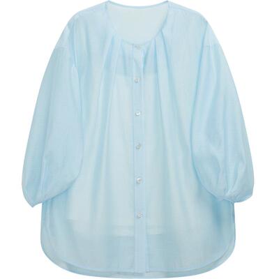 【播奥莱】播优雅捏褶圆领衬衫款女夏季法式宽松衬衣DDR2CD5795