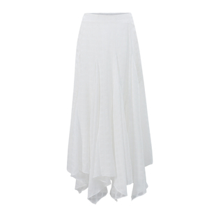 SINGLE MOMENT 25AW秋季苏格兰风纯白格纹不对称半身裙长裙女