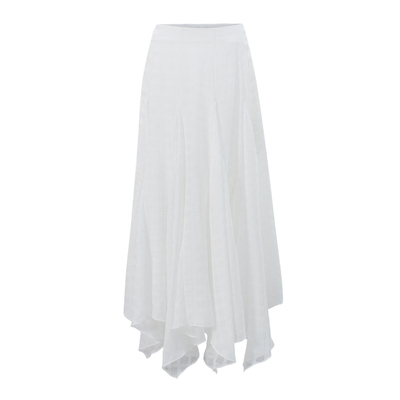 SINGLE MOMENT 25AW秋季苏格兰风纯白格纹不对称半身裙长裙女