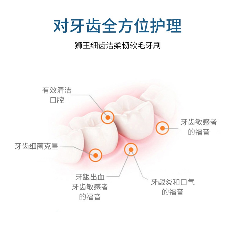 日本狮王细齿洁精巧小巧he装3牙刷支牙龈牙刷护理头牙刷刷软毛护