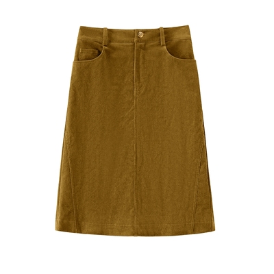 BANANACICI灯芯绒H直筒中长半裙