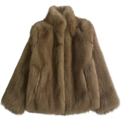 仿狐狸毛皮草外套立领毛茸茸外套