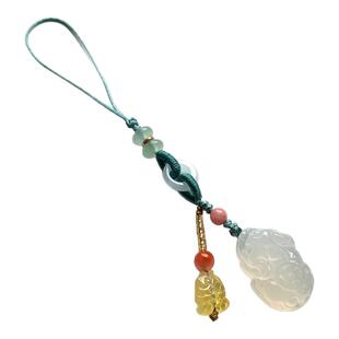 天然玉髓招财貔貅手机链挂件水晶玉石旗袍押襟玛瑙车钥匙扣包挂饰